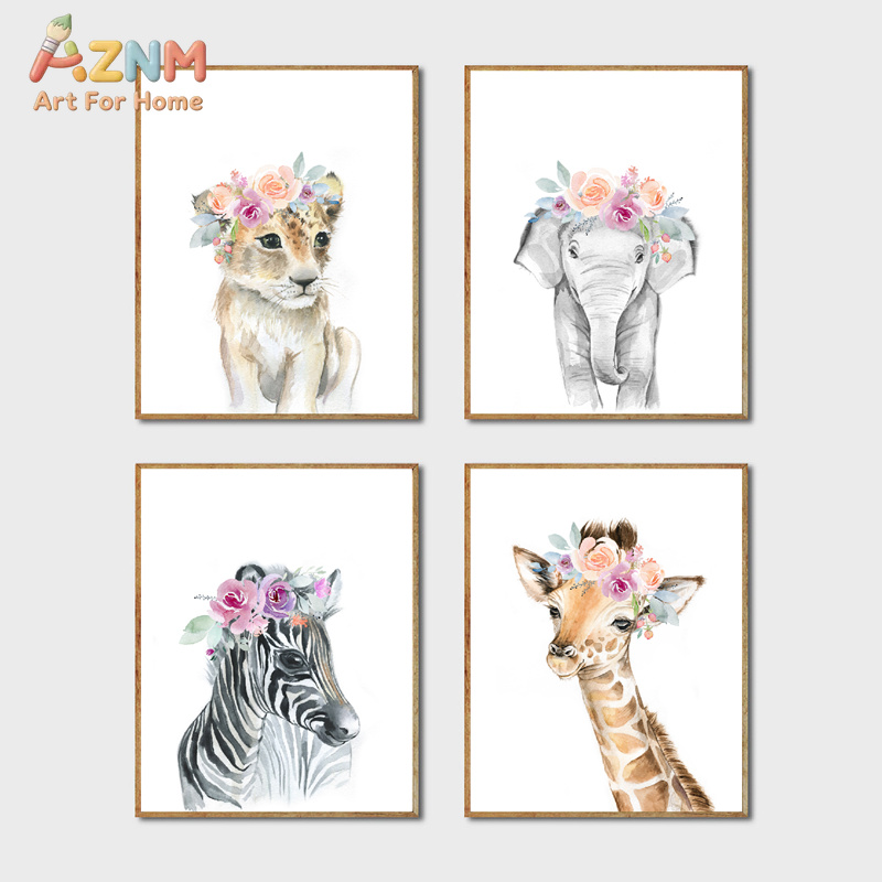Baby Nursery Decor Girl - Tableau sur toile décoratif avec motif
