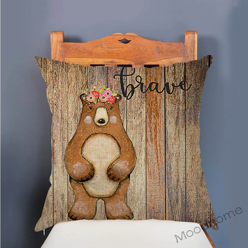 Mignon bois animaux bois Textu - Baby Nursery Cushion avis et prix